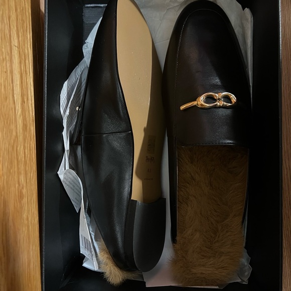 Coach Sienna Fur Slides in Black - Picture 5 of 5